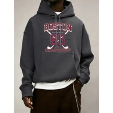 Boston 85 Oyuncular Şampiyonası Desen Erkekler Kapüşonlular Polar Gevşek Kazak Tüm Maç Trendy