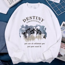 Kadın Kazak Kader Zenginleştirmek Her Gün Mektup Baskılı Kapüşonlu Svetşört Kore Casual Stree