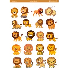 Miray Craft 1 Sayfa Aslan Temalı Sticker – 12X17 cm Scrapbook, Bullet Journal, Planlayıcı Için
