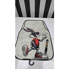 Şimika Bugs Bunny Desenli Kaymaz Taban Dekoratif Oto Halı Paspas Üniversal Yıkanabilir Her Araca Uyumlu(Kancalı Kumaş Anahtarlık Hediyeli)