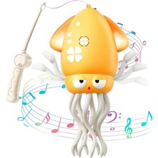 Canda Oyuncak Dans Eden Dansçı Ahtapot Sensörlü Sarjlı Ledli  Işıklı ve Müzikli Sarı