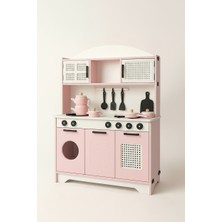 Hedefixtoys Pembe Oyuncak Mutfak (ÇAYDANLIK/TENCERE/TAVA SETİ DAHİL) ve 1 LED Aydınlatma