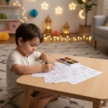 Dodomar Ramazan Boyama Seti 5 Yaprak Kalın Bristol - Çocuklar Için Ramazan Etkinliği