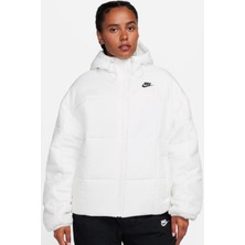 Nike Therma-Fit Classic Puffer Kadın Beyaz Bol Kesim Mont