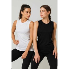 Tenra Kadın Spor Badi 2 Adet Siyah - Beyaz