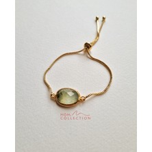 MoM's Collection Earth Ayarlanabilir Asansör Yeşil Taşlı 14K Kaplama Bileklik