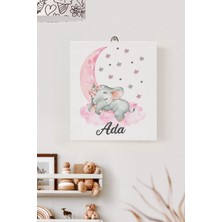 Lilabio Isme Özel Çocuk Odası Kanvas Tablo Fil (17X21 Cm)