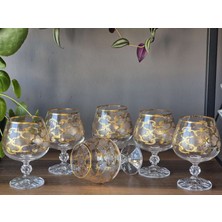 Konyax Erva Gold 250 cc Kahve Yanı Kristal Bardak 6'lı 24K El Işçiliği Gerçek Altın Işlemeli