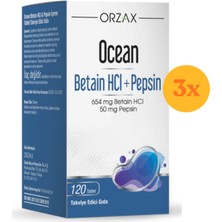 Ocean Betain Hcı+ Pepsin 120 Tablet - 3 Adet (360 Tablet) - Dezenfektan Hediyeli (%72 Alkol)
