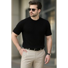 ModaSize Erkek Kısa Kollu Bisiklet Yaka Triko Tişört
