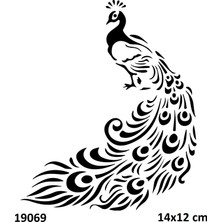 Airbrush Tattoo Tavus Kuşu Yapışkanlı Stencil Süsleme ve Boyama Kalıbı Stencil Kalıp