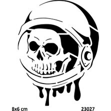 Airbrush Tattoo Kasklı Kurukafa Yapışkanlı Stencil Süsleme ve Boyama Kalıbı