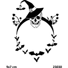 Airbrush Tattoo Cadı Kuru Kafa Yapışkanlı Stencil Süsleme ve Boyama Kalıbı