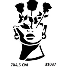 Airbrush Tattoo Kadın Çiçektir Yapışkanlı Stencil Süsleme ve Boyama Kalıbı