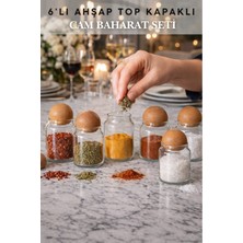 Penthouse Cam Baharat Kavanozu Ahşap Top Kapaklı | Modern Mutfak Baharatlık Seti