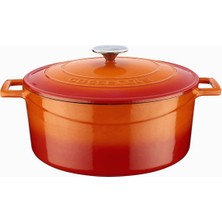 Hype Store Metal Döküm Yuvarlak Tencere, 28 Cm, Turuncu