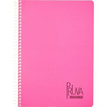 Hype Store Pruva A4 Pet Spiralli Karton Kapaklı Defter 144 Yaprak - Kareli - Fuşya