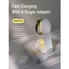 Azurtech In1 15W Mıknatıslı Kablosuz Şarj Standı – Hızlı Şarj, Telefon, Kulaklık & Saat Için Masaüstü Standı