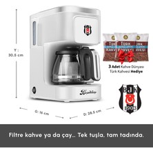 Karaca Taraftar Özel Seri Filtre Kahve ve Çay Makinesi Siyah Beyaz Just Coffee Aroma 2 In 1