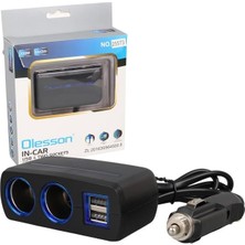 Olesson 1638 12-24V Çift USB Girişli 120W 80 cm Kablolu 2'lı Araç Çakmak Çoklayıcı