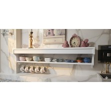 Café Royale Vintage Mutfak Rafı - Dekoratif Fincan ve Kupa Askılığı - Şık Tasarım 120CM 1. Sınıf Mdf