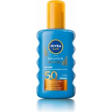Hype Store Sun SPF50 Çift Etkili Yüksek Koruyucu Bronzluk Vücut Güneş Spreyi 200ML, Doğal Bronzluk, Uva Koruma
