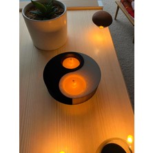 Todekora Yin Yang Tealight Mumluk | Siyah-Beyaz Dekoratif Mum Tutucu