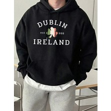 Dublin Irlanda Est 988 Baskılı Günlük Polar Kapüşonlu Üstler Erkek Sokak Giyim Bol Kıyafetler