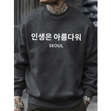 Seul Kore Mektup Baskı Erkekler Tişörtü Moda Kişilik Spor Rahat Sonbahar Kazaklar Bisiklet Ya