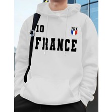 Fransa Bayrağı Mektup Baskı Hoodie Erkek Kış Polar Sıcak Kazaklar Koşu Cep Kazak Sportif Gevş