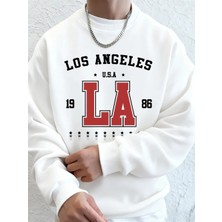 1986 Los Angeles Abd Baskı Erkekler Tişörtü Kış Polar Sıcak Hoodie Kore Gevşek Bisiklet Yaka