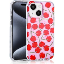 Paladyum Case iPhone 15 Uyumlu Premium Tpu Kiraz Desenli Stilo Kapak