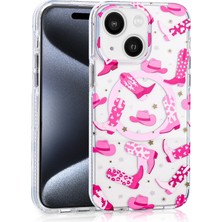 Paladyum Case iPhone 15 Uyumlu Premium Tpu Cowgirl Çizme Desenli Stilo Kapak