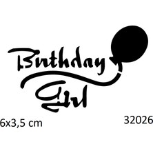 Airbrush Tattoo Birthday Girl Doğum Günü Yapışkanlı Stencil Süsleme ve Boyama Kalıbı