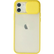 iPhone 12 Kılıf Palm Buzlu Kamera Sürgülü Silikon - SARI-(5796) - EMTHBA1991-8573