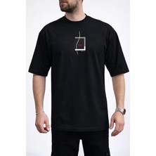 Caddekombin Erkek Forever Yazı Baskılı Bisiklet Yaka Siyah T-Shirt