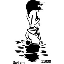 Airbrush Tattoo Sahilde Yüzen Kadın Yapışkanlı Stencil Süsleme ve Boyama Kalıbı