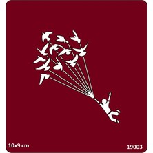 Airbrush Tattoo Balon Gibi Uçan Kuşlar Stencil Süsleme ve Boyama Kalıbı