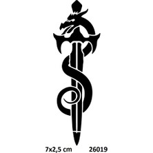 Airbrush Tattoo Kılıca Sarılı Yılan Yapışkanlı Stencil Süsleme ve Boyama Kalıbı