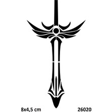 Airbrush Tattoo Antik Kılıç Yapışkanlı Stencil Süsleme ve Boyama Kalıbı