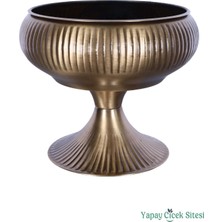 Yapay Çiçek Sitesi Metal Dekoratif Ayaklı Vazo 21 cm Bronz