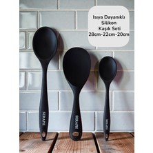 Seraph Isıya Dayanıklı Yanmaz Yapışmaz Silikon Uzun Kısa Derin Kaşık 28 Cm-20 Cm/kısa Kaşık 22 cm