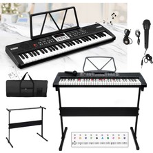 Multizone Org Stantlı Piyano 61 Tuşlu Elektronik Kayıt Mikrofonlu Adaptör Ritimli Demolu Keyboard