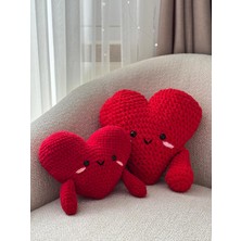 Luma Desingss Örgü Kalpli Yastık - Puffy Yastık - Sevgililer Günü Kalpli Hediye Yastık - Love Yastık 2 Adet