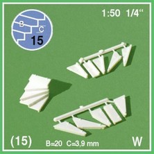Schulcz 853121 1/50 Ölçek, 90° Sağa Dönen Basamak-Beyaz-15 Adet
