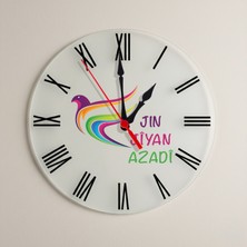 Zerya Jin Jiyan Azadi Güvercin Tasarımlı Roma Rakamlı Duvar Saati