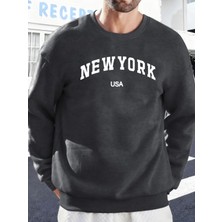 New York Abd Baskılı Erkekler Için O-Yaka Moda Kazakları Polar Sonbahar Sweatshirt Sokak Günl