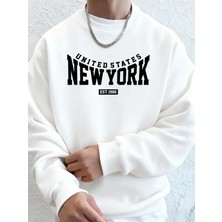 Amerika Birleşik Devletleri New York Est 1986 Baskılar Erkek Sonbahar Spor Tişörtü Bol Rahat