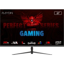 Kaia Life Raydın MM27RFA-200HZ, 27&amp;quot;, 1ms, 200Hz, Full Hd, 2xhdmı, Dp, Va Led, R1500 Curved, Frameless, Freesync Gaming Monitör