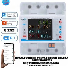 Onoffsmart Tuya Wifi Akıllı 3 Fazlı Akım Koruma Yüksek Voltaj Koruma Güç Tüketimi Zamanlama Uzaktan Kontrol Rolesi 80 Amper